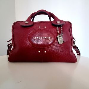 Longchamp Genuine Deep Red Leather Crossbo…